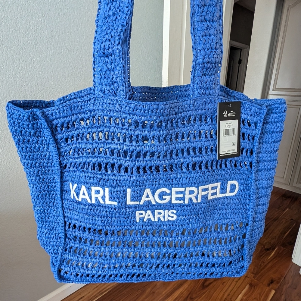 Karl Lagerfeld Paris Large Embroidered Logo Woven Tote Nwt ❤️